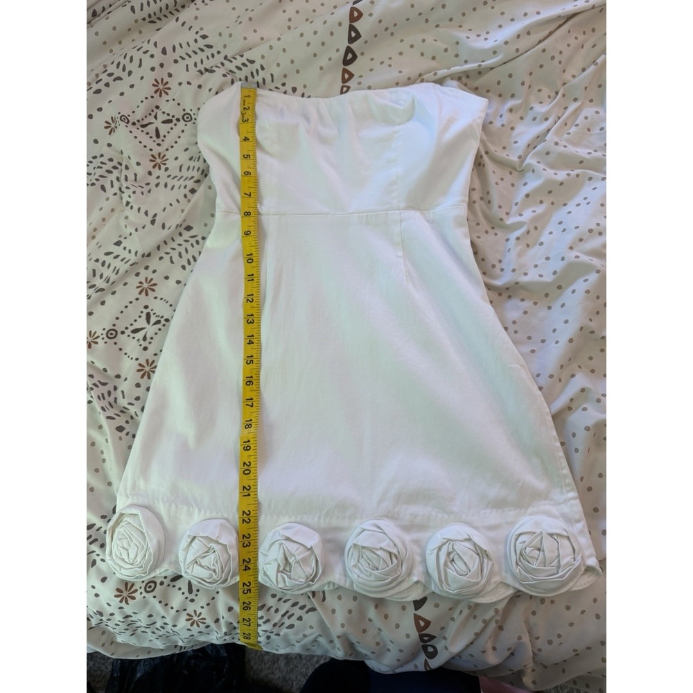 BHLDN by Anthropologie Size XS White Strapless Dress 3D Floral - Picture 9 of 11